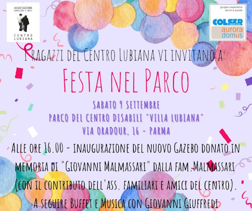 Festa nel parco al Centro Residenziale "Lubiana" di Parma. 