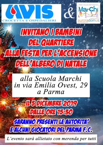 Accensione dell'albero di Natale alla scuola "Marchi" di Parma