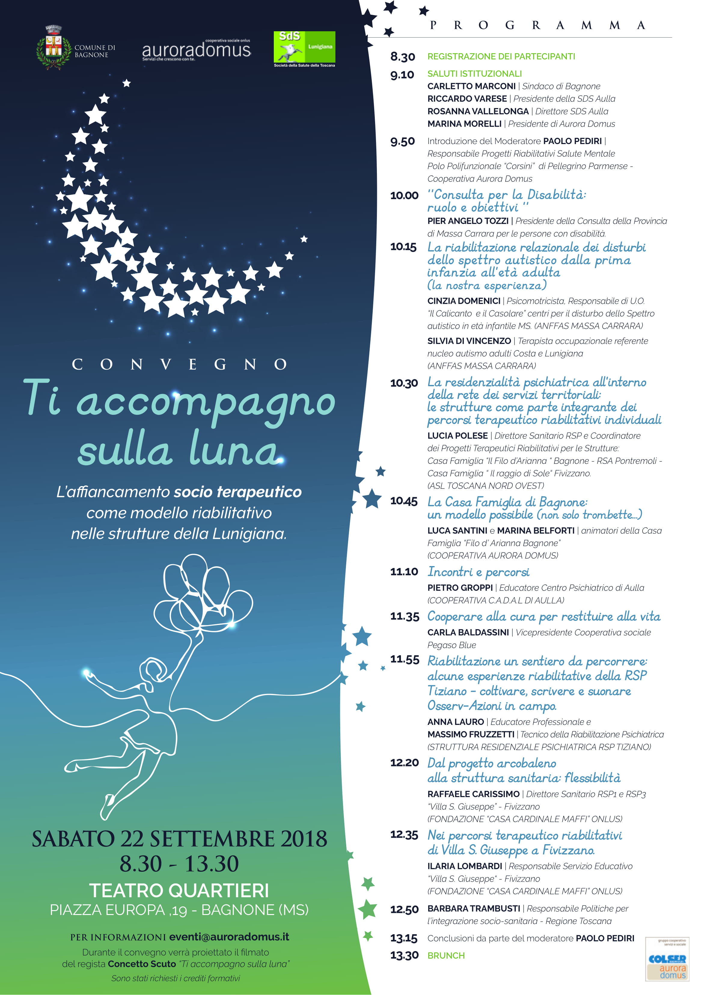 "Ti accompagno sulla luna", a Bagnone (MS) importante convegno sulla riabilitazione delle disabilità