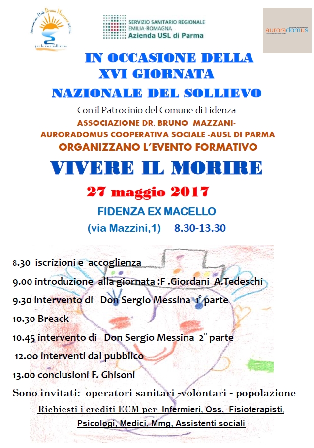 Il 27 Maggio, Convegno all'Hospice di Fidenza