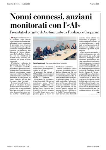 Fidenza: Nonni Connessi. Il progetto di Asp finanziato da Fondazione Cariparma | Gazzetta di Parma