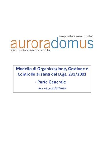 Modello 231 di Aurora Domus Parte Generale