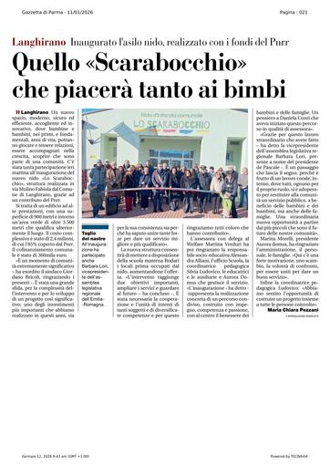 Langhirano: Inaugurato l'asilo nido, realizzato con i fondi del Pnrr. Nuova sede e nuovo logo per il nido "Lo Scarabocchio".