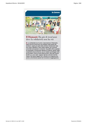 Il Diamante da più di trent'anni dove la solidarietà non ha età | Gazzetta di Parma